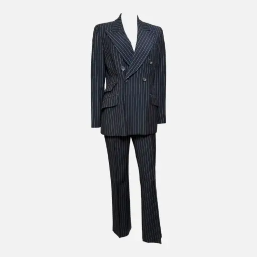 Gucci by Tom Ford F/W 1996 Navy Pinstripe Double-Breasted Wool Trouser Suit
