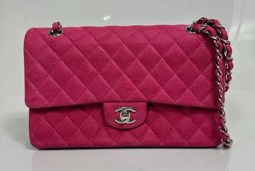 Chanel Resort 2013 Fuchsia Pink Matte Caviar Medium Double Flap Classic -SHW