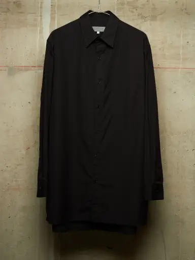 Yohji Yamamoto POUR HOMME AW25 Black Cotton Broadcloth Classic Big Shirt