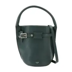 新品同様 セリーヌ CELINE ビッグバッグ バケット ナノ 2way ハンド ショルダー バッグ レザー グリーン 187243 Nano Bucket Bag 90339553