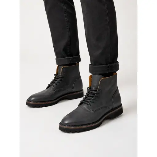 Buttero Black Genuine Leather Lace Up Combat Boots Italy Vibram Mens 43 US 10