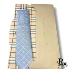BURBERRY バーバリー ネクタイ 水色 ホースロゴ チェック柄 タグ付き