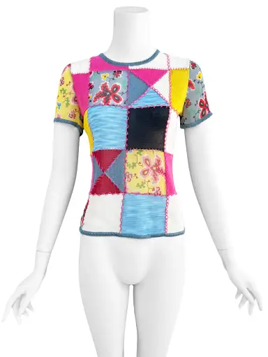 John Galliano S/S 2002 Silk Patchwork Top