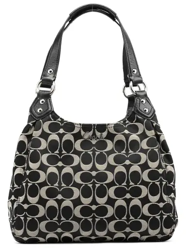 F21881 Grey Black Signature Hobo Shoulder Bag
