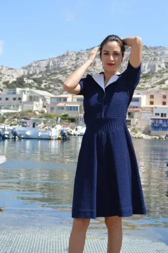 1970s Lanvin navy dress