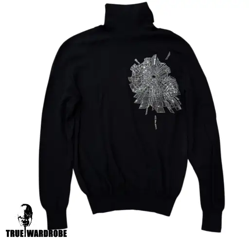 AW08 Dior Homme Broken Heart Black Turtleneck Sweater By Kris Van Assche
