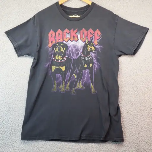 DOM Shirt Men Large Back Off Rottweiler Doberman Dog Shirt