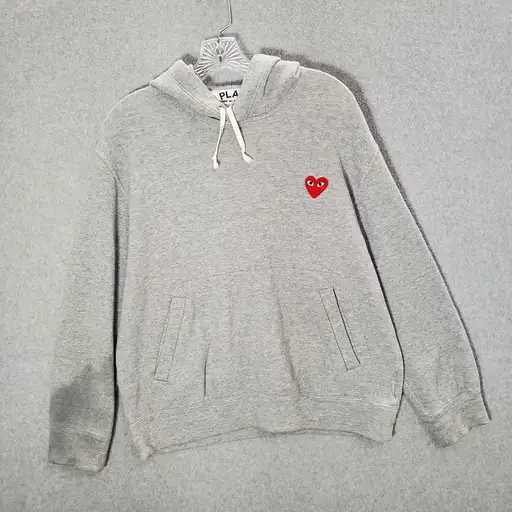 Play Comme Des Garconas‎ Men Sweatshirt Large Gray Heart Hoodie Pullover READ