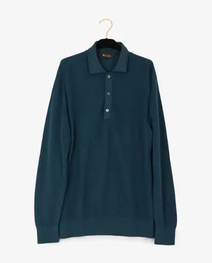 Pull Loro Piana cachemire/soie bleu canard