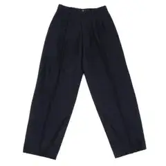 イッセイミヤケ メンISSEY MIYAKE MEN ウールツータックパンツ 紺S