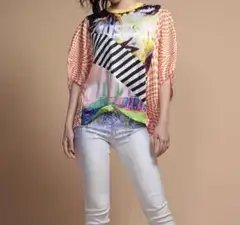 ジャストカヴァリ グラフィックプリント 長袖シャツ オレンジ・マルチカラー