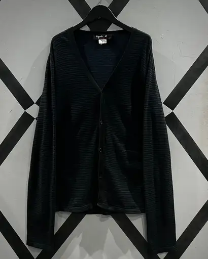 【X VINTAGE】“agnès b.” Horizontal Stripe Cotton Knit Cardigan