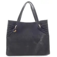 Fendi Zucca Black Canvas Leather Tote Bag Women Large 8BH153 Made in Italy
