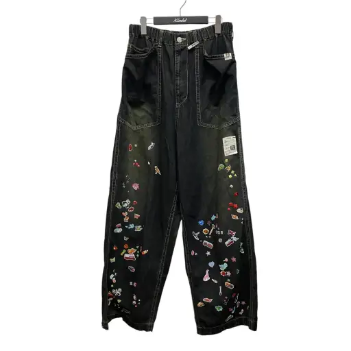 Sticker Prints Denim Baker Pants総柄プリントイージーパンツJ14PT124