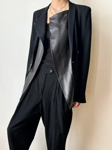 Plein Sud leather lapel tailored jacket