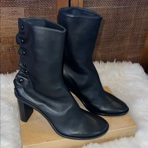 The Row Teatime Snap Closure Mid Height Leather Boot