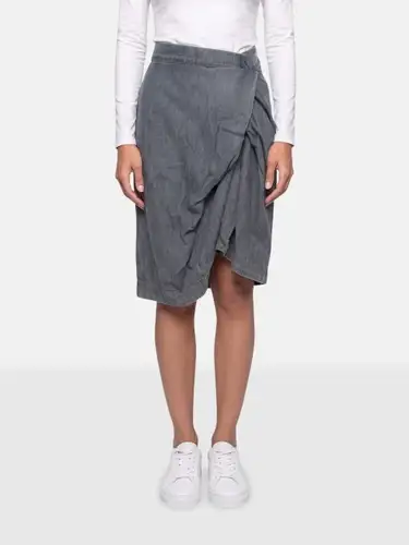 Grey Ruched Denim Skirt