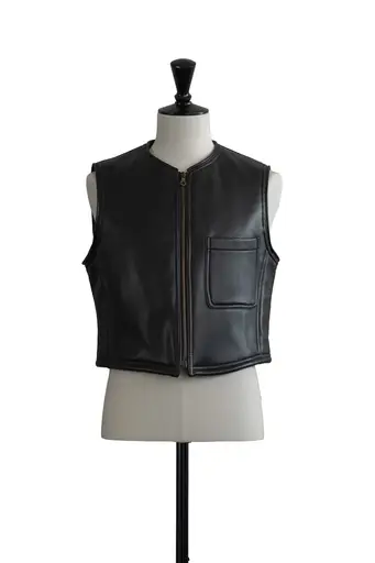 90’s Faux Leather Wool Lined Zip vest
