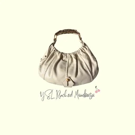 Vintage Yves Saint Laurent Cream Mombasa Bag Gold Horn
