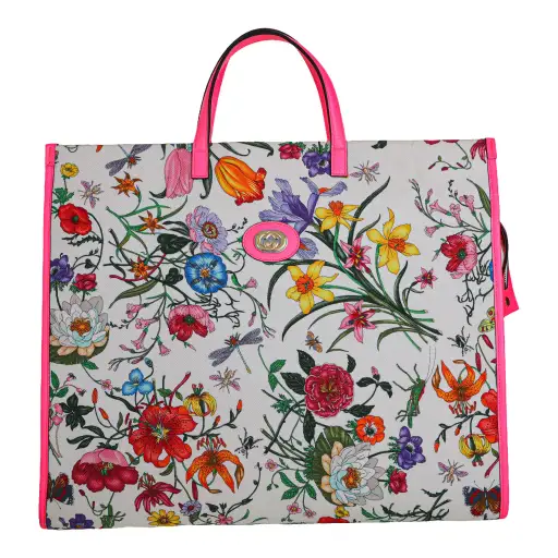 Bolsa Gucci Flora Tote Rosa Neon
