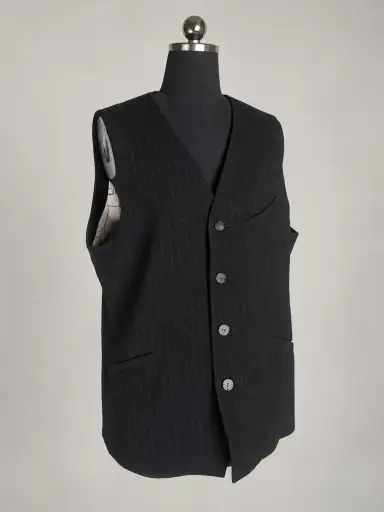 DEVOA Atsushi Murata Illustrated Lining Pinstripe Wool Vest