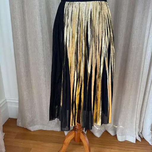 Yohji Yamamoto black & gold pleated skirt size 2 , good condition #y2k #festival