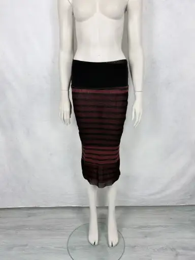 Jean Paul Gaultier 2000’s Mesh Velvet Striped Maxi Skirt