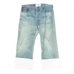 JUNYA WATANABE COMME des GARCONS ジュンヤワタナベコムデギャルソン Levi's リーバイス 22AW JJ-P101 Wネーム ロールアップ ワイド デニムパンツ ジーンズ インディゴブルー系 M【中古】