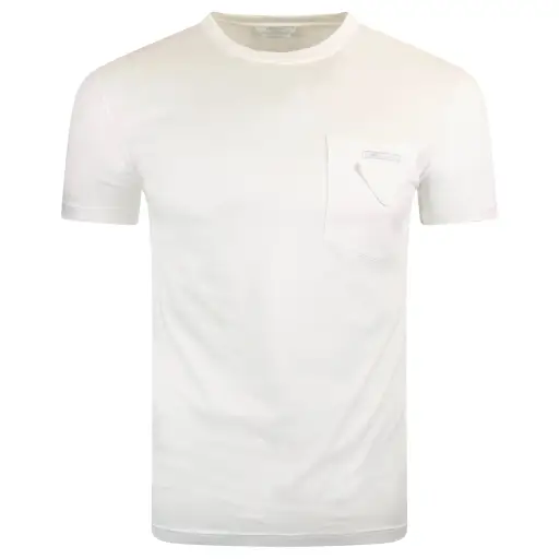 PRADA TRIANGLE BADGE T SHIRT WHITE - SMALL | PRE OWNED