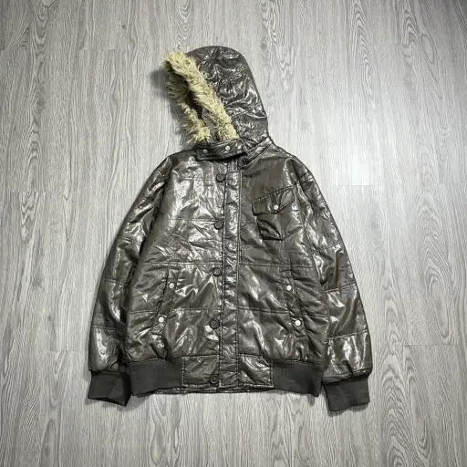 H.C.M HOMME - 2000's Style Fur Metalic Brown Bomber Jacket