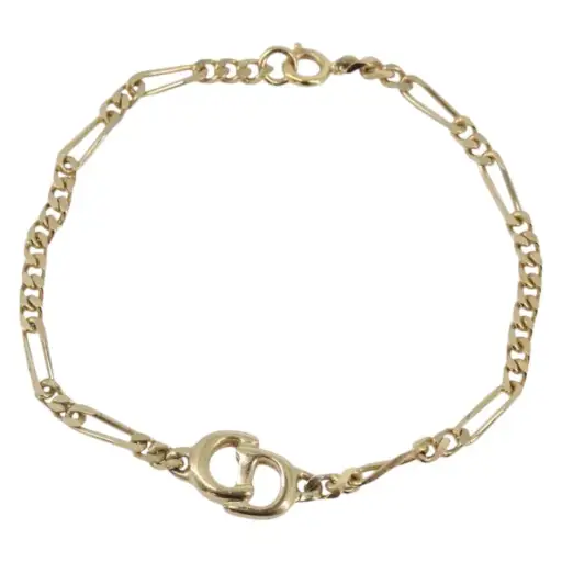Christian Dior Vintage Logo Metal Gold Metal Bracelet Jewelry (Pre-Owned)