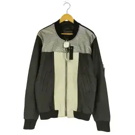 【中古】ボリスビジャンサベリ 11 by Boris Bidjan Saberi 裏地カモ柄 切替デザイン 11 プリント ラムレザー ジャケット メンズ import：M