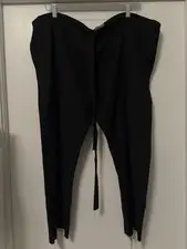 Elena Dawson Black Small Wool Drawstring Pocket White Lined Pants