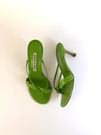Manolo Blahnik Green Strappy Sandals 37