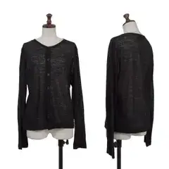 ヨウジヤマモト ノアールYohji Yamamoto NOIR ウールシースルーニットカーディガン 黒2