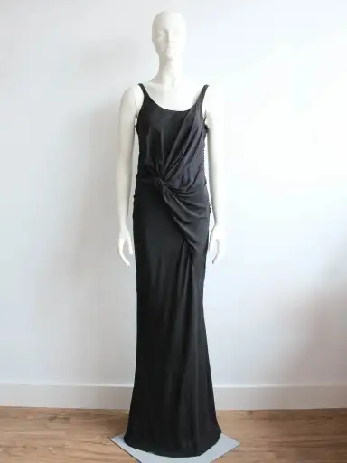 Christian Dior by John Galliano S/S07  Black Silk Draped Dress