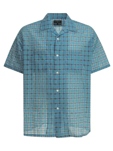 Beams Plus "Open Collar Nylon Airy Plaid" Casual Shirt