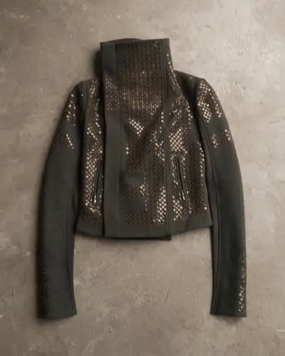 Rick Owens “SPHINX” FW15 Embroidered Sequin Biker Jacket