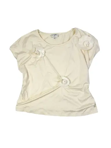 Chanel 2018 White Camelia Detail Top