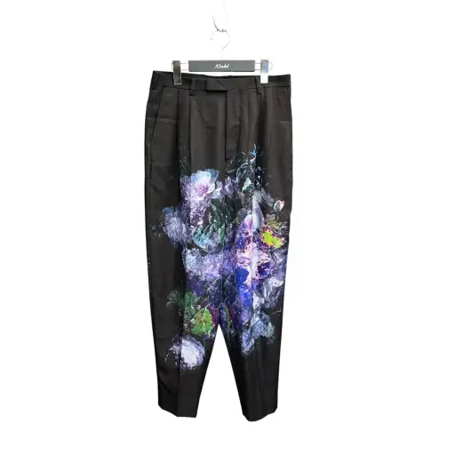 20SSINKJET FLOWER 2TUCK TAPERED WIDE SLACKSスラックス2120-576
