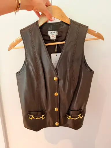 Vintage Céline Brown Leather Vest