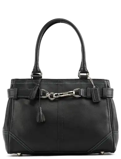 8A70 Black Smooth Leather Hamptons Tote Bag