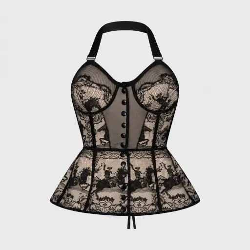Black Lace Cone Bra Bustier Jean Paul Gaultier SS 1988