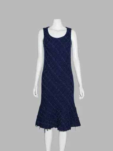 Junya Watanabe Comme des Garcons winter 2000 blue tweed sleeveless dress
