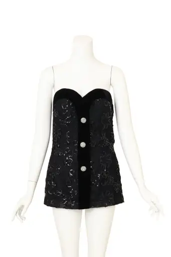 Crystal Button Bustier Top