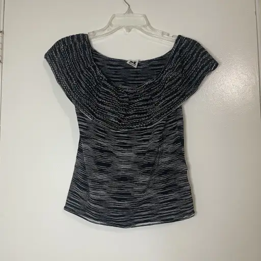 Missoni off shoulder black white knit blouse size IT 44