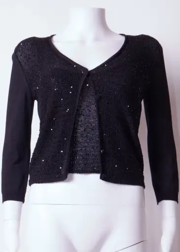 Gianni Versace 90s Black Knit Sequin Cardigan & Top Set