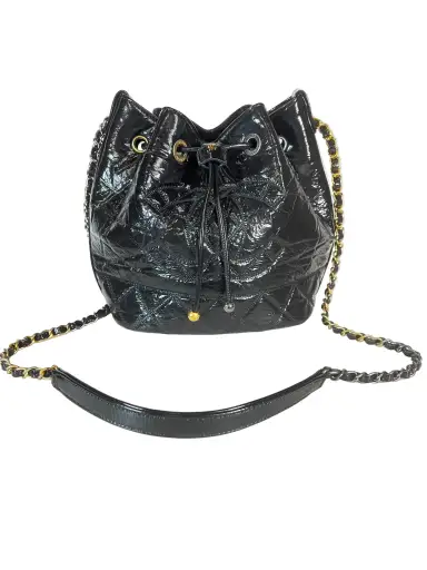 Chanel Contemporary Women's Drawstring Bag in Black Leather, Circa 2020