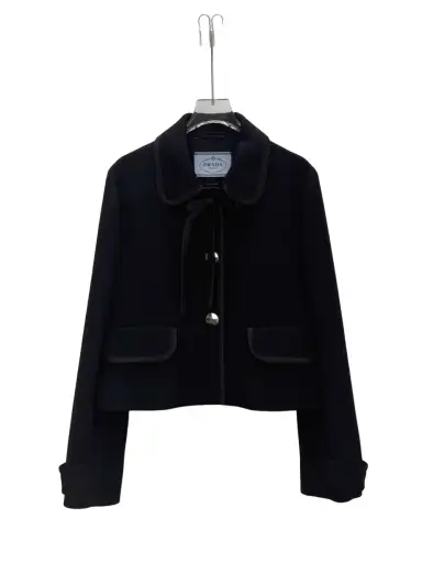 Prada Virgin Wool Bow Detail Jacket Size 44