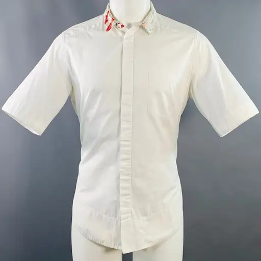 HAIDER ACKERMANN Size M White Cotton Hidden Placket Short Sleeve Shirt